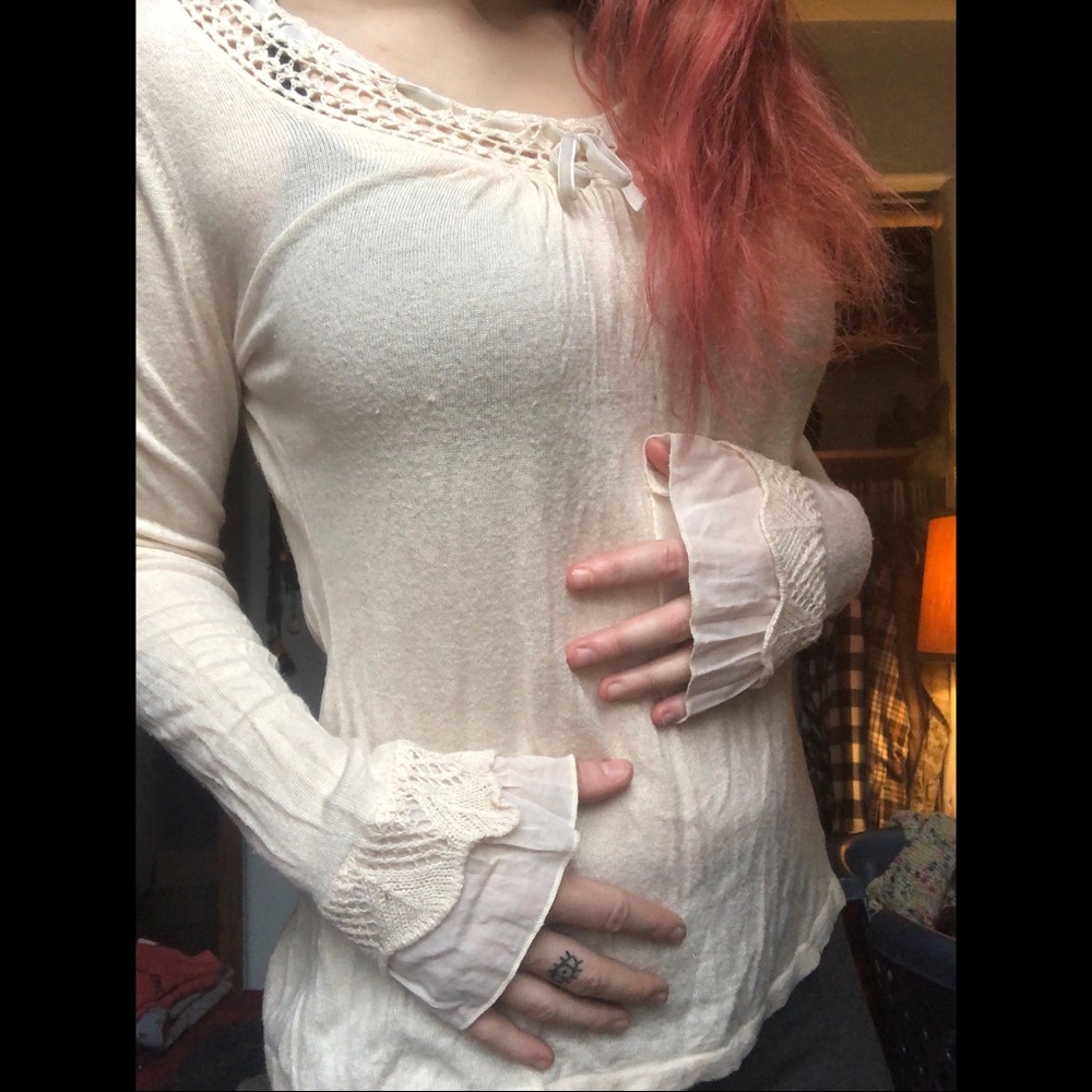 Cute White Long Sleeve Blouse